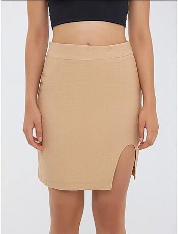 Jupe taille haute sans coutures avec fente