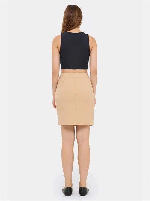 Jupe taille haute sans coutures avec fente - Kiabi