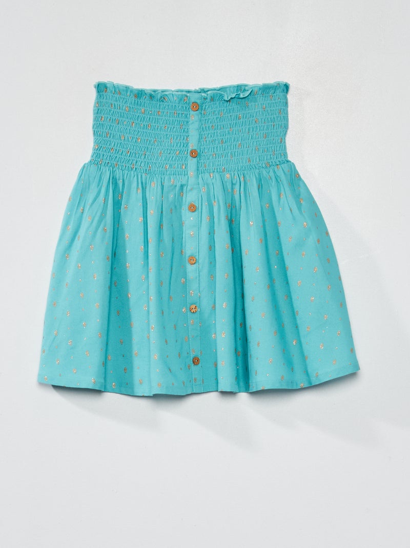 Jupe taille smockée Bleu - Kiabi