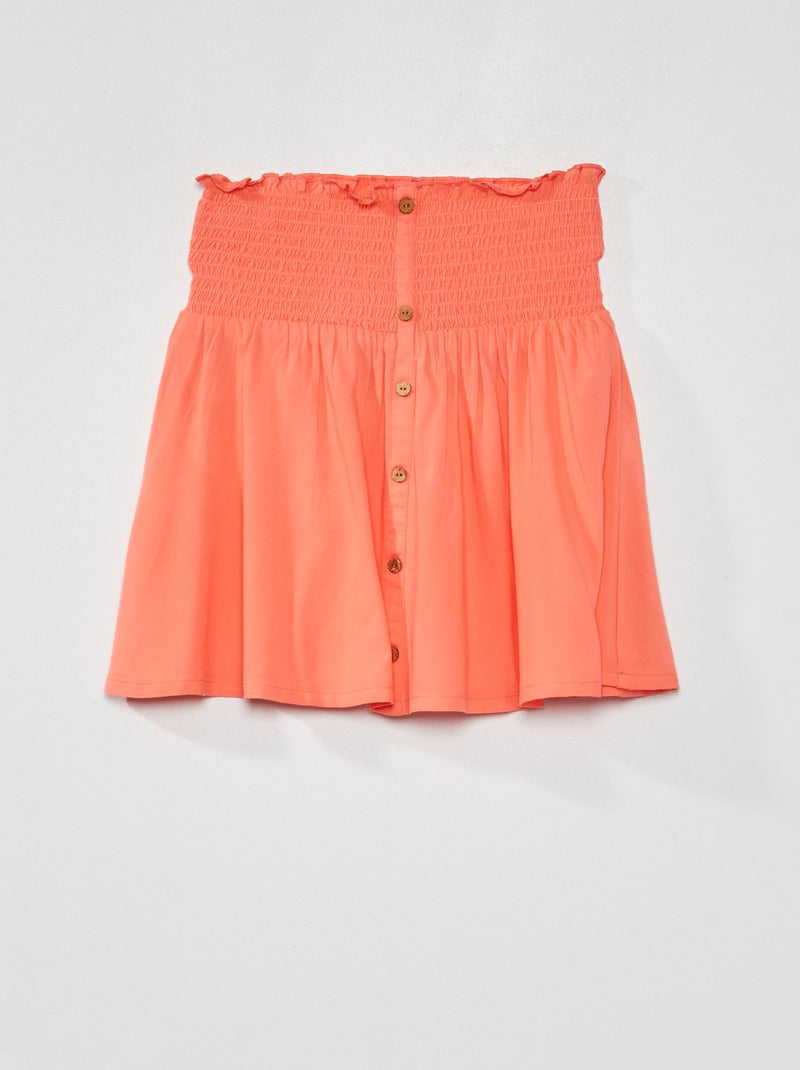 Jupe taille smockée orange - Kiabi