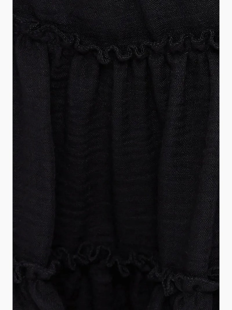 Jupe tissée à volants et taille élastique hiccup Noir - Kiabi