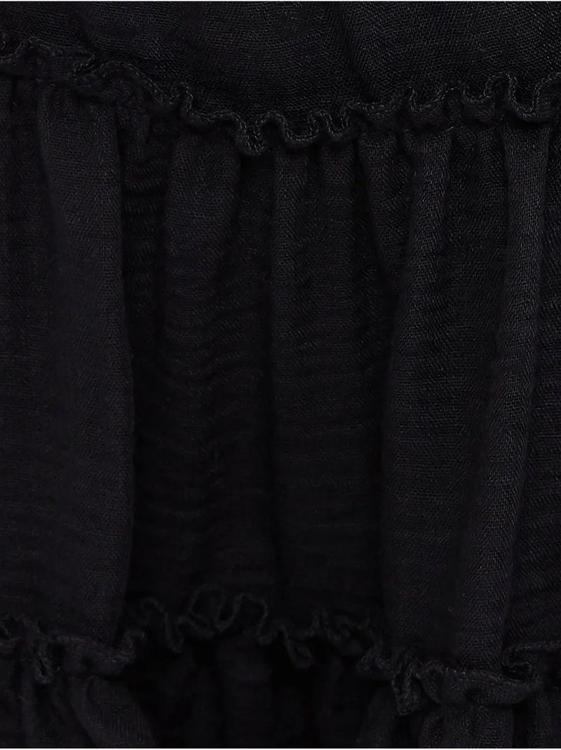 Jupe tissée à volants et taille élastique Noir - Kiabi