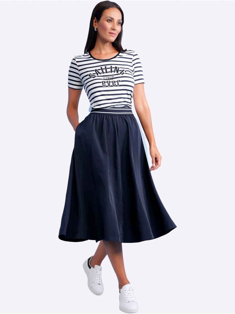 Jupe Tissée Brillance Discrète - Taille Standard - Helline Bleu marine - Kiabi