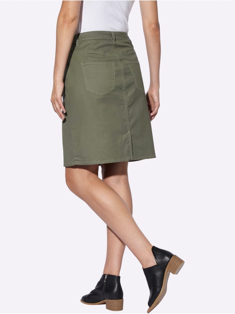 Jupe Tissée Coupe En A - Taille Standard - Helline Kaki - Kiabi