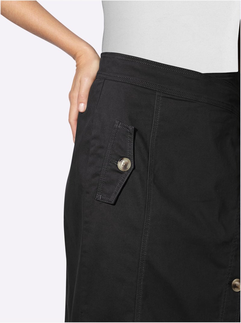 Jupe Tissée élasthanne - Taille Standard - Helline Noir - Kiabi