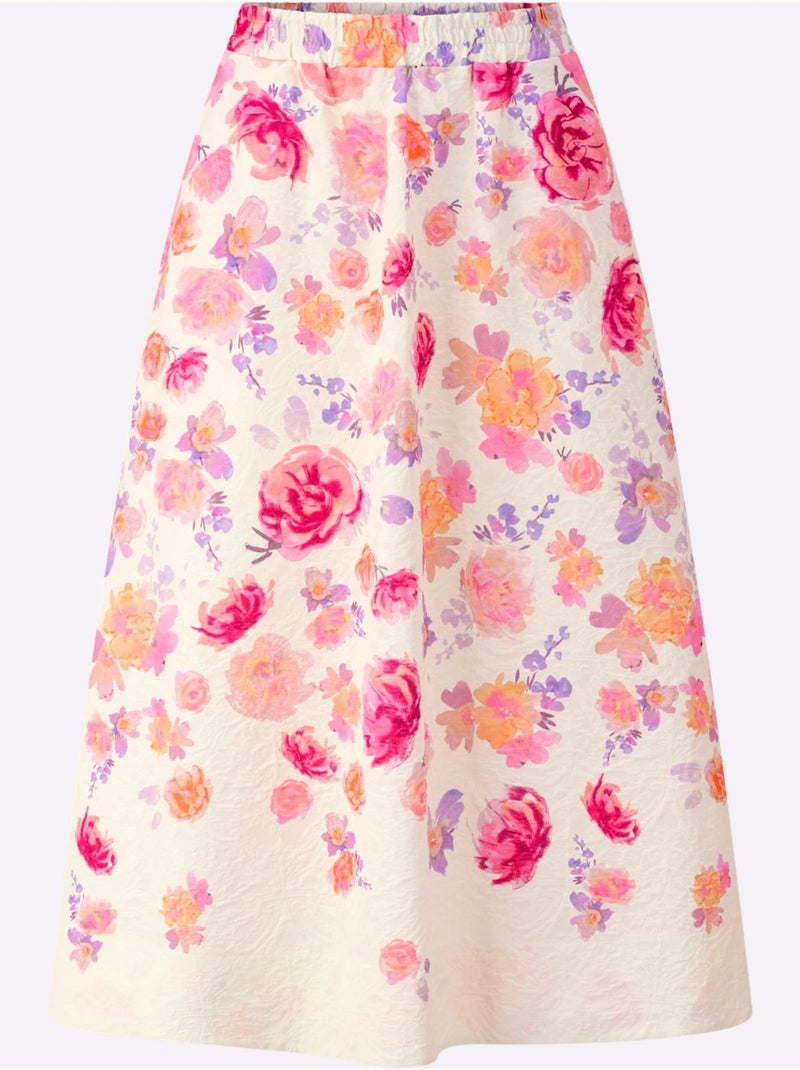 Jupe Tissée Imprimé Floral - Taille Standard - Helline Blanc Rose - Kiabi