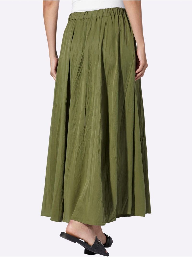 Jupe Tissée Pur Lyocell - Taille Standard - Helline Vert olive - Kiabi