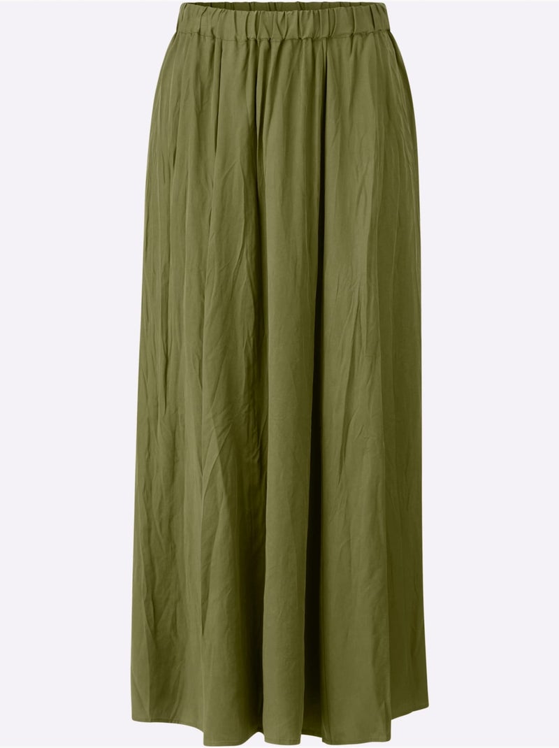 Jupe Tissée Pur Lyocell - Taille Standard - Helline Vert olive - Kiabi