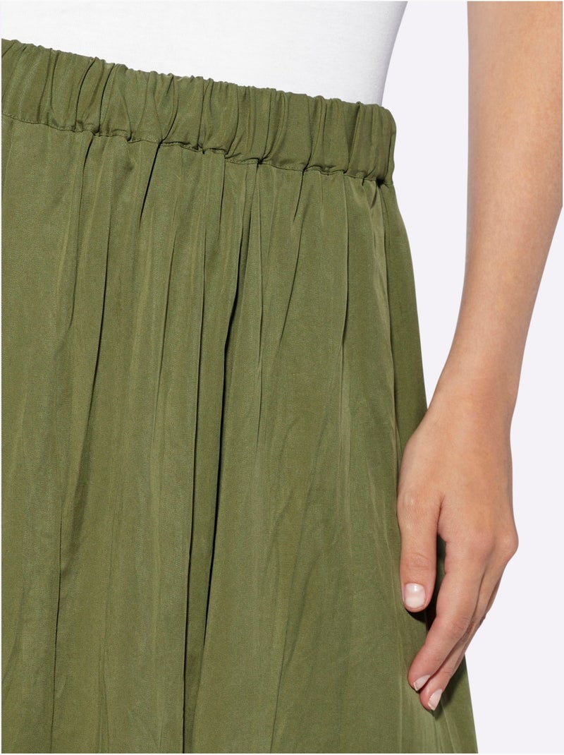 Jupe Tissée Pur Lyocell - Taille Standard - Helline Vert olive - Kiabi