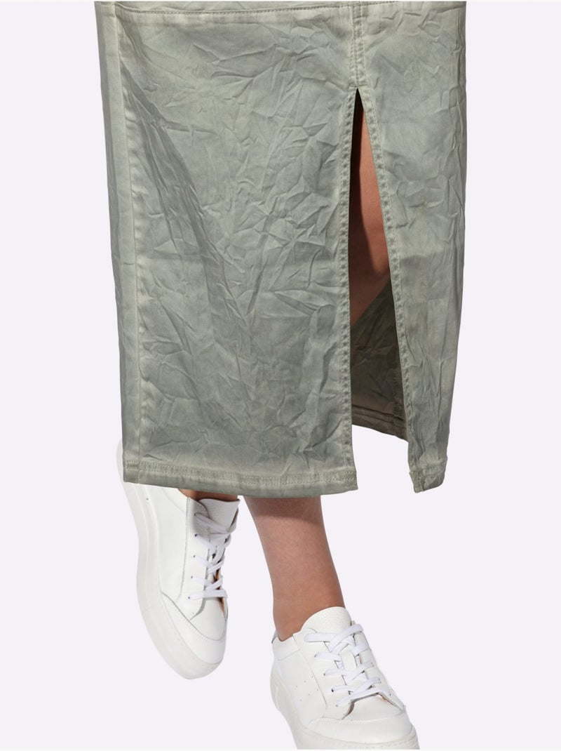 Jupe Tissée Qualité Coton - Taille Standard - Helline Kaki - Kiabi