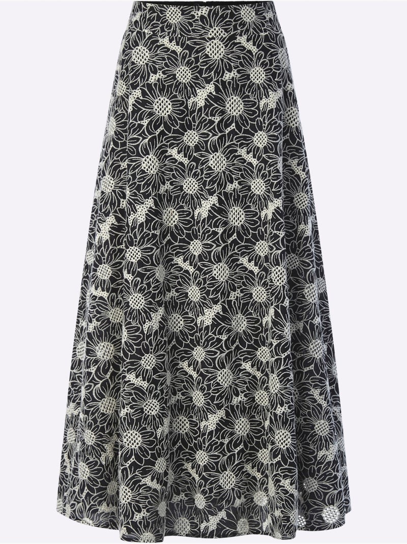 Jupe Tissée Qualité Tissée - Taille Standard - Helline Noir Ecru - Kiabi