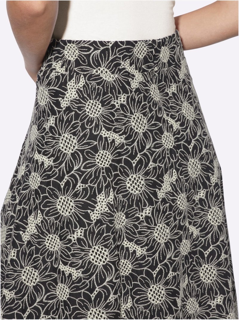 Jupe Tissée Qualité Tissée - Taille Standard - Helline Noir Ecru - Kiabi