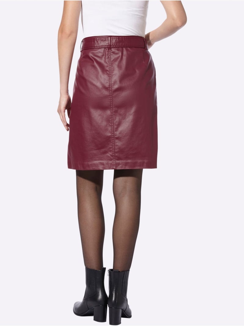 Jupe Tissée Revêtement Mat Et Brillant - Taille Standard - Helline Rouge foncé - Kiabi