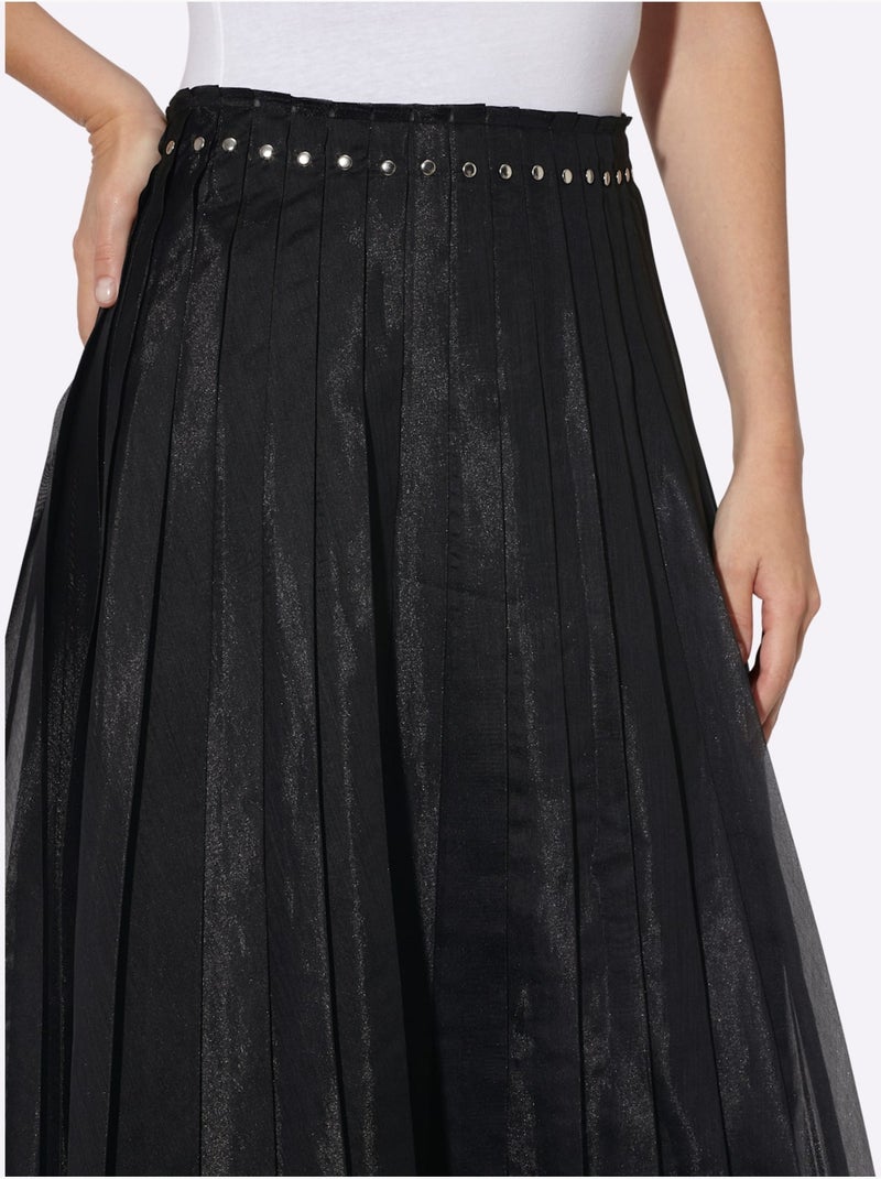 Jupe tissée rivets décoratifs - taille standard - helline Noir - Kiabi