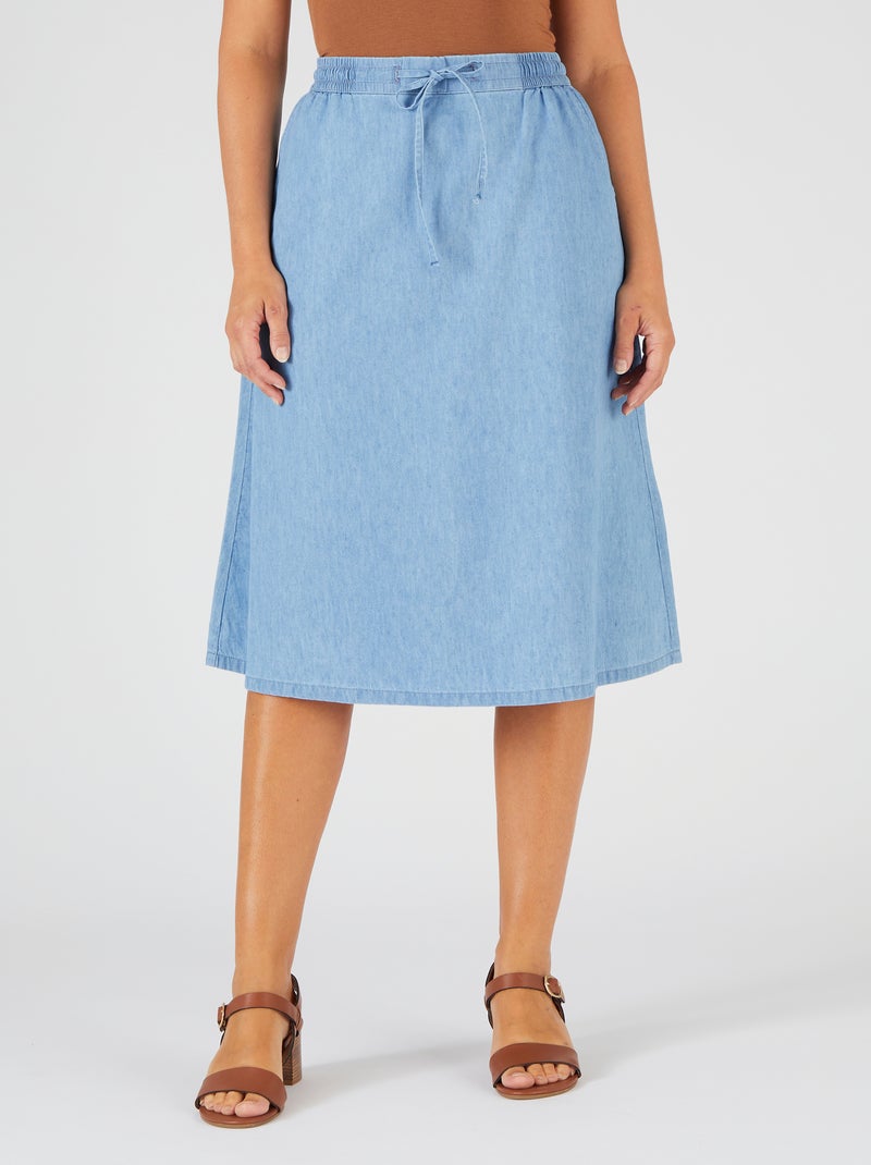 Jupe tissu chambray - Damart Bleu clair - Kiabi