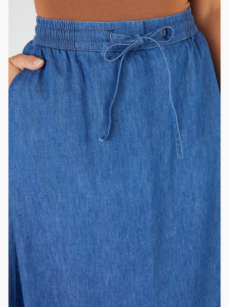 Jupe tissu chambray - Damart Bleu denim - Kiabi