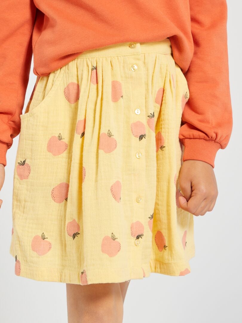 Jupe trapèze en gaz de coton Jaune Kiabi 6.00€