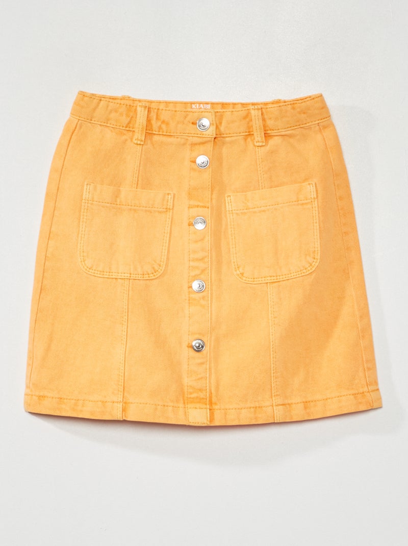 Jupe trapèze en jean Orange - Kiabi