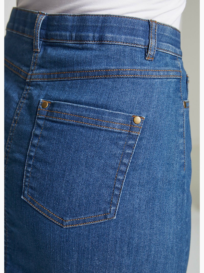 Jupe trapèze en jean stretch - Afibel Bleu - Kiabi