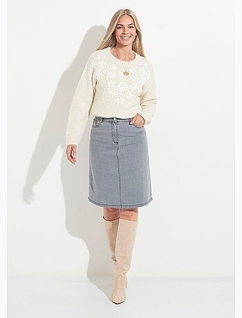 Jupe trapèze en jean stretch - Afibel