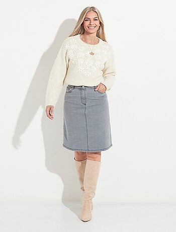 Jupe trapèze en jean stretch