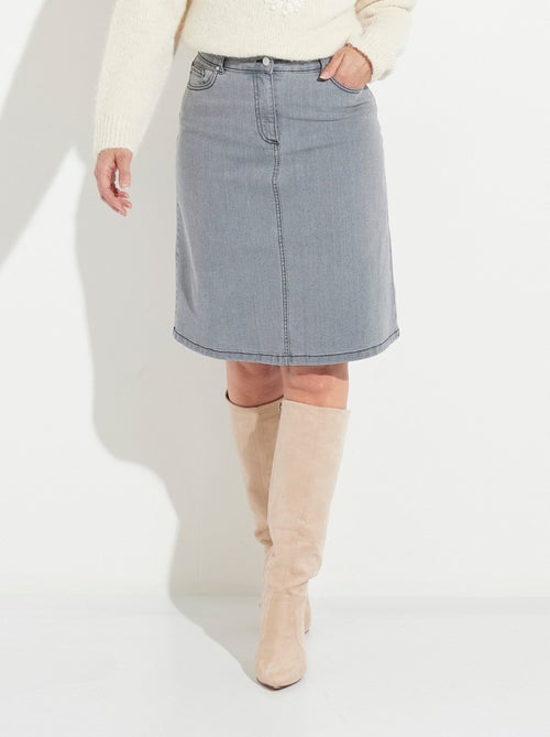 Jupe trapèze en jean stretch - Kiabi