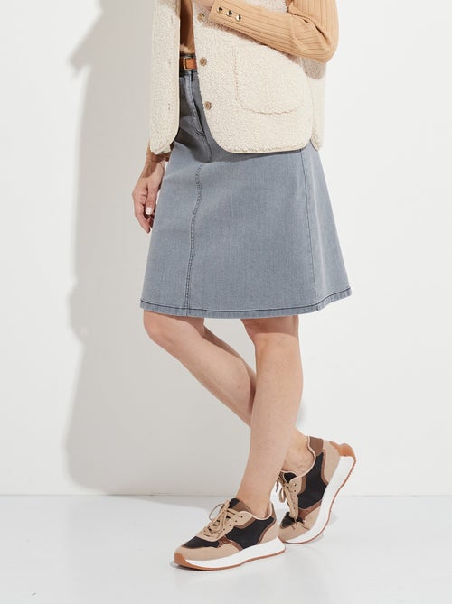 Jupe trapèze en jean stretch - Kiabi