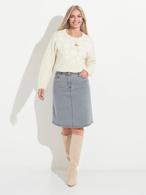 Jupe trapèze en jean stretch - Kiabi