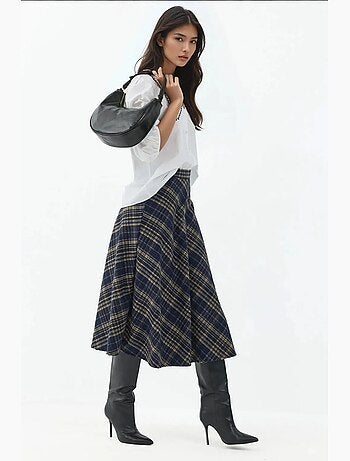 Jupe trapèze maxi à carreaux avec fermeture éclair hiccup