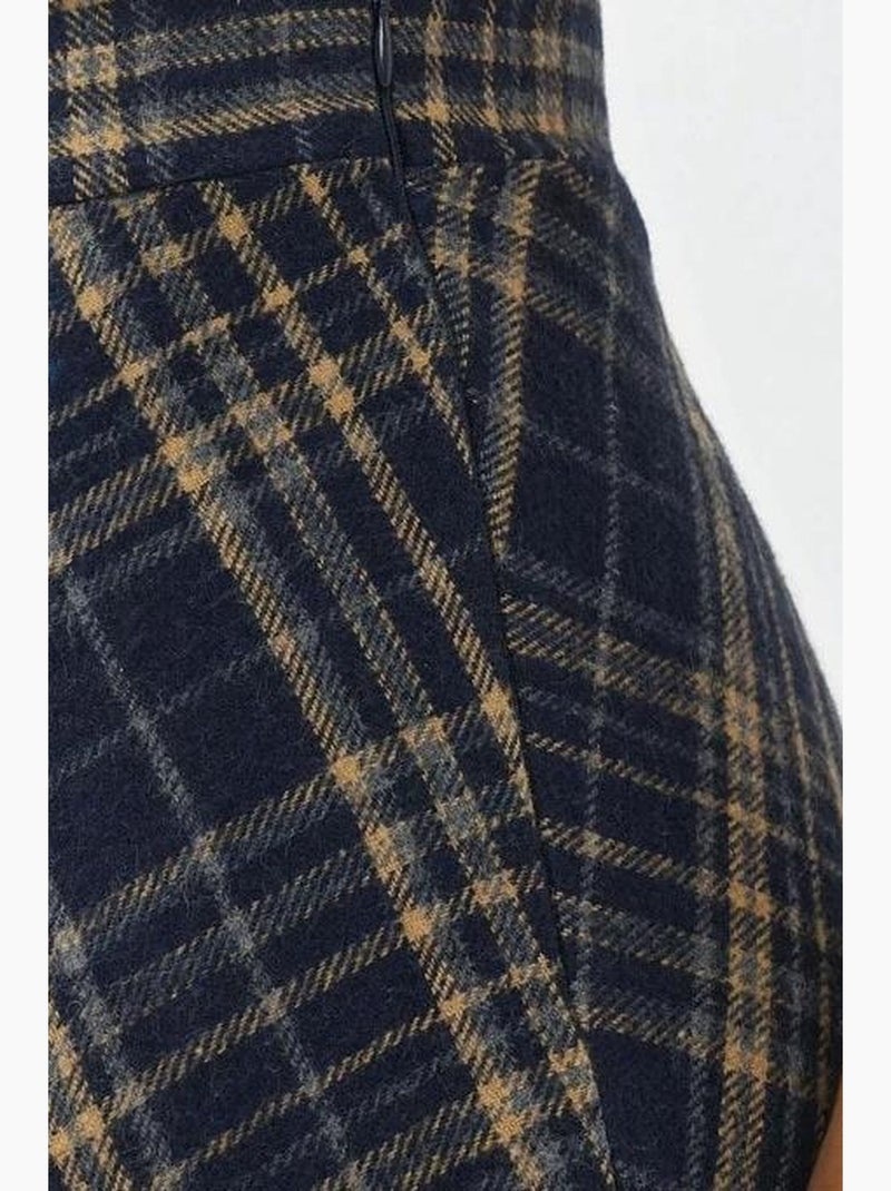 Jupe trapèze maxi à carreaux avec fermeture éclair hiccup Bleu marine - Kiabi