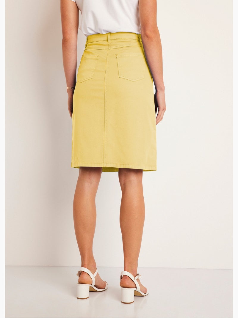 Jupe trapèze mi longue 5 poches Jaune - Kiabi