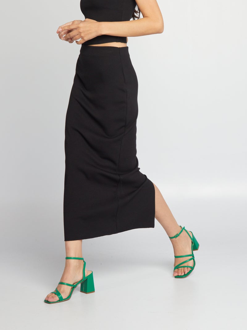 Jupe tube en maille noir - Kiabi