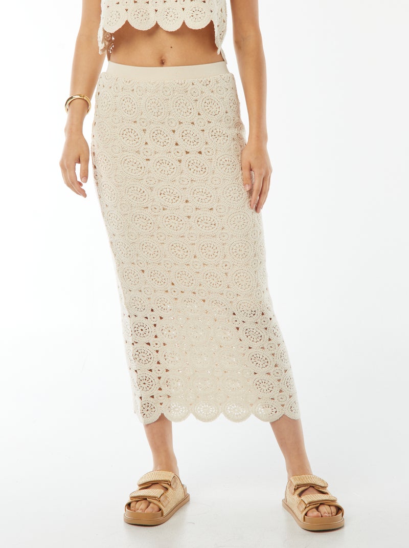 Jupe tube longue en macram?� - Beige - Kiabi - 20.00�?�