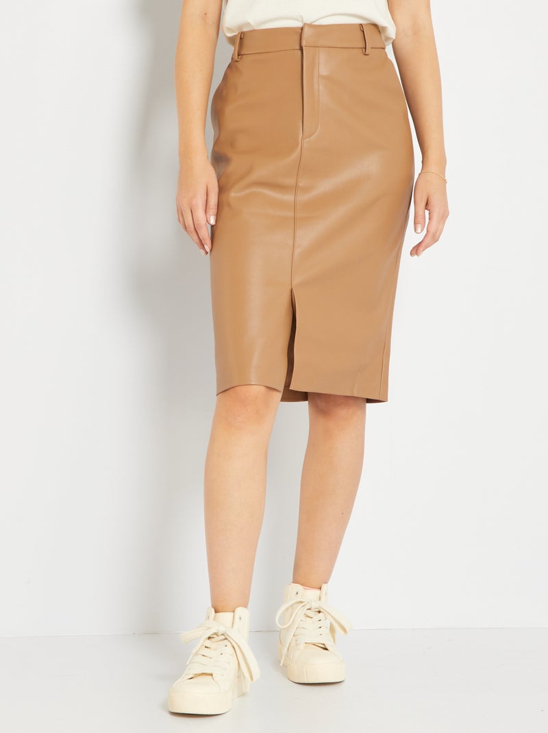 Jupe unie Camel - Kiabi