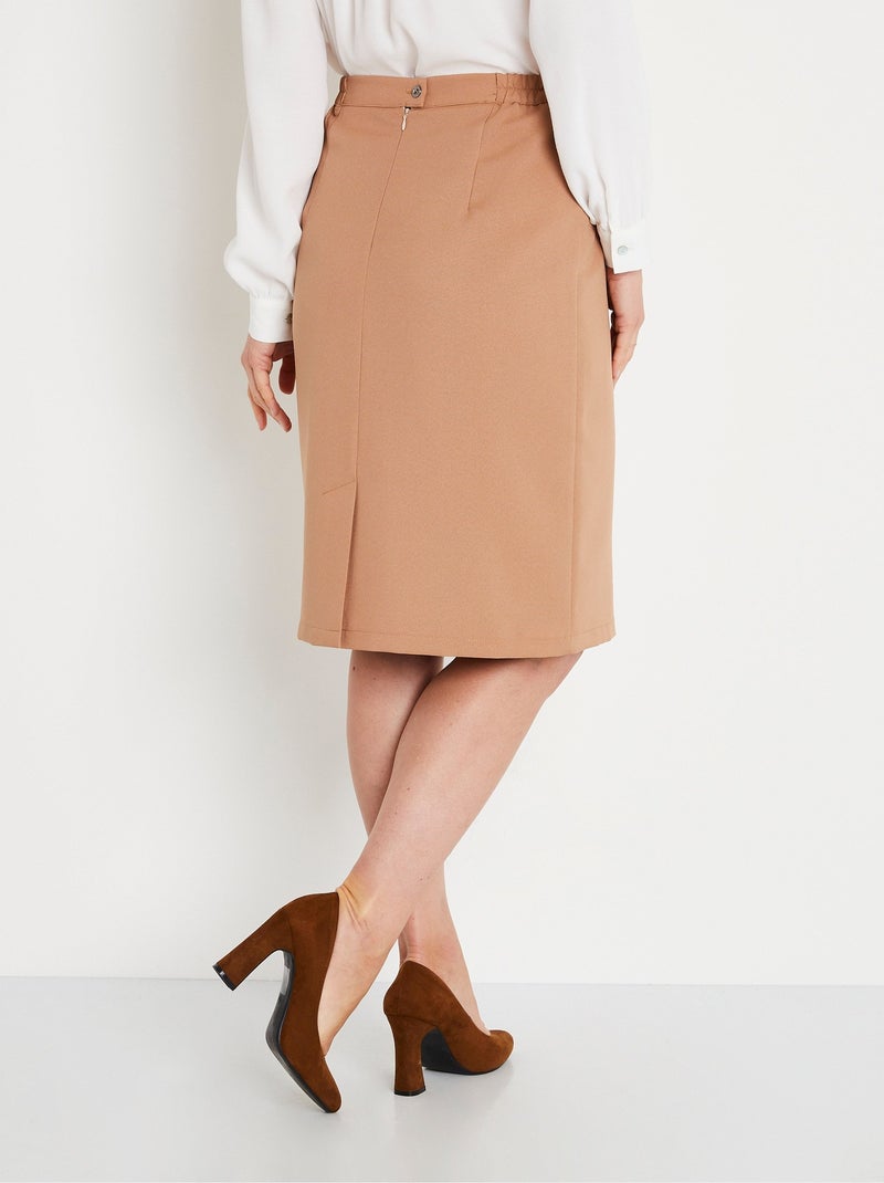 Jupe unie droite mi longue Beige - Kiabi