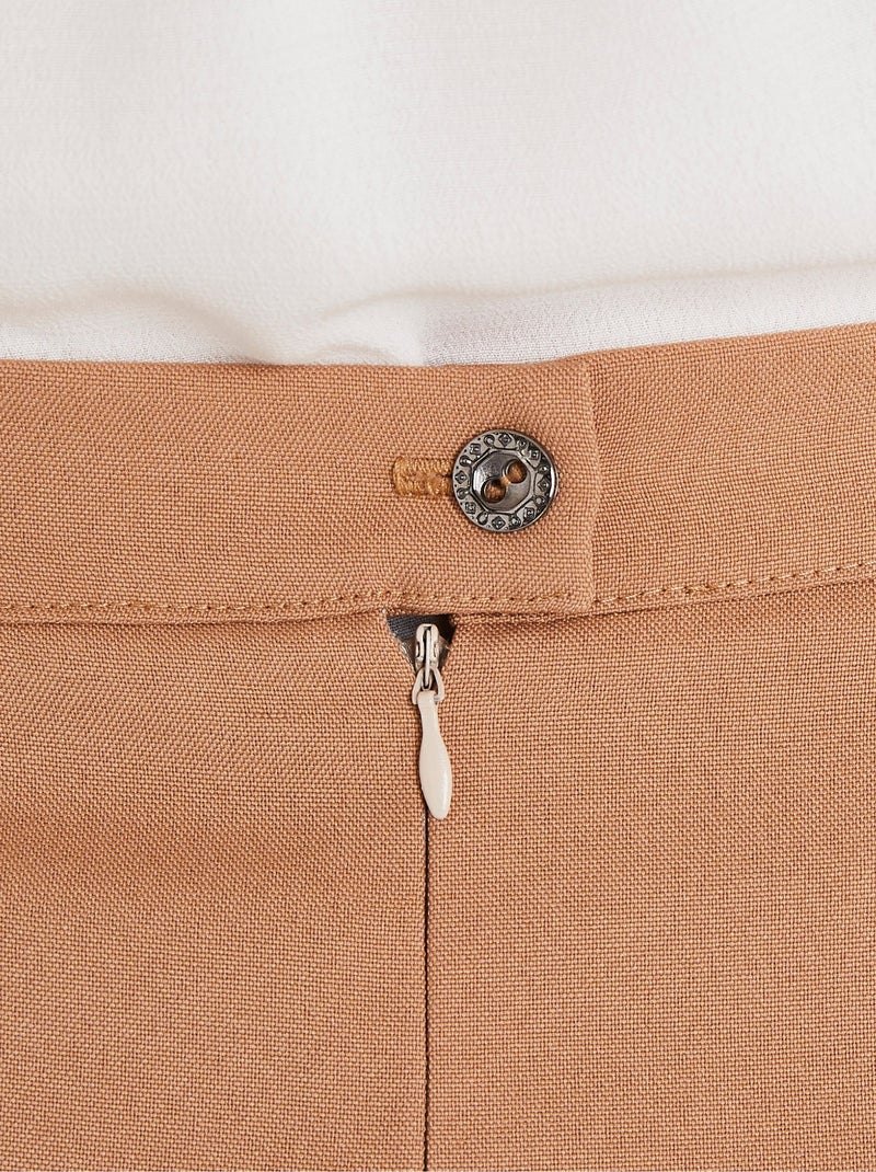 Jupe unie droite mi longue Beige - Kiabi