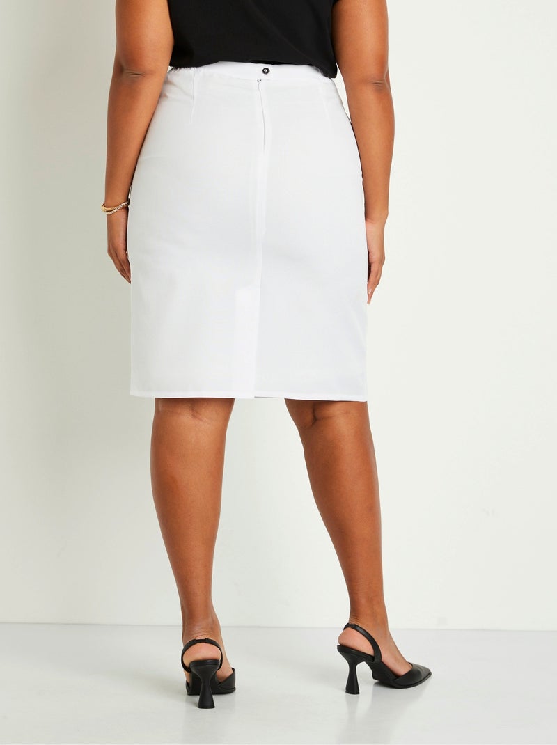 Jupe unie droite mi longue Blanc - Kiabi