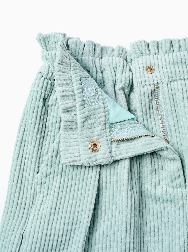 Jupe velours côtelé, taille réglable ISTANBUL Bleu clair - Kiabi