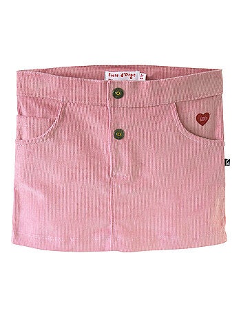 JUPE VELOURS ROSE LOOK COLORÉ