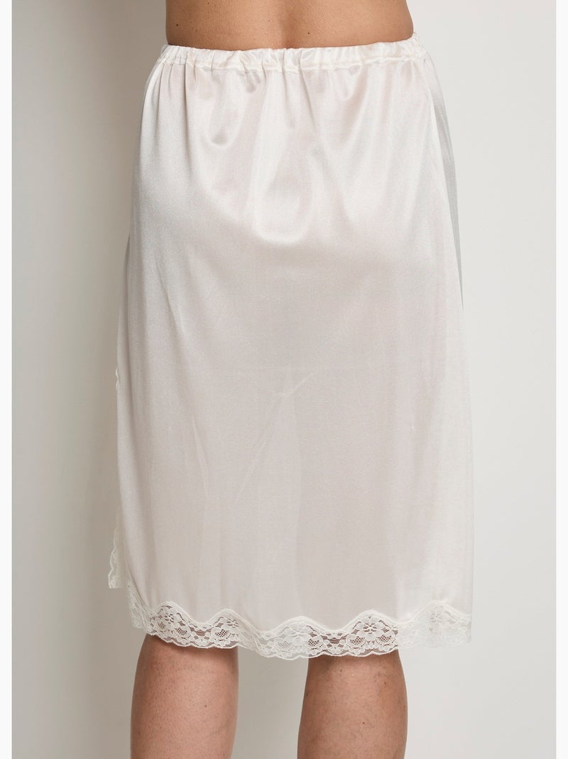Jupon satiné dentelle antistatique Ivoire - Kiabi