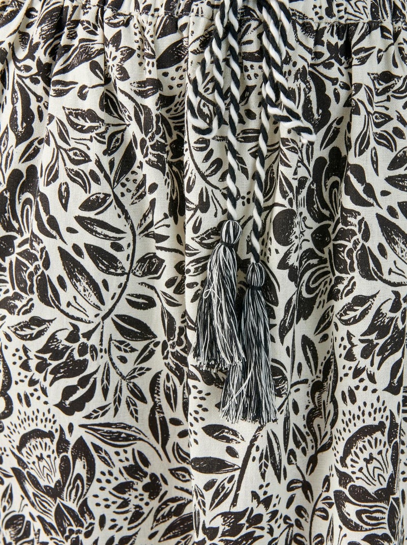 Jupon volanté mélange lin - Damart Noir Blanc - Kiabi