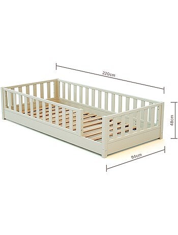 JURABABY - Lit au sol enfant en bois SONHO - 90x190