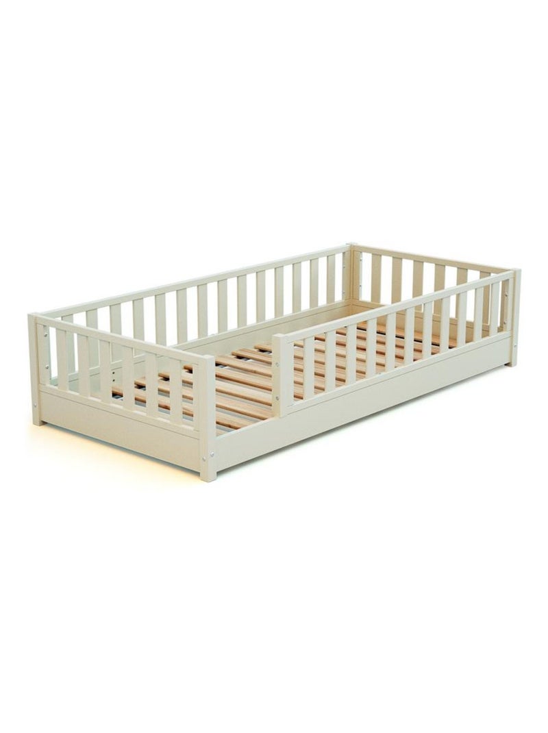 JURABABY - Lit au sol enfant en bois SONHO - 90x190 Blanc - Kiabi