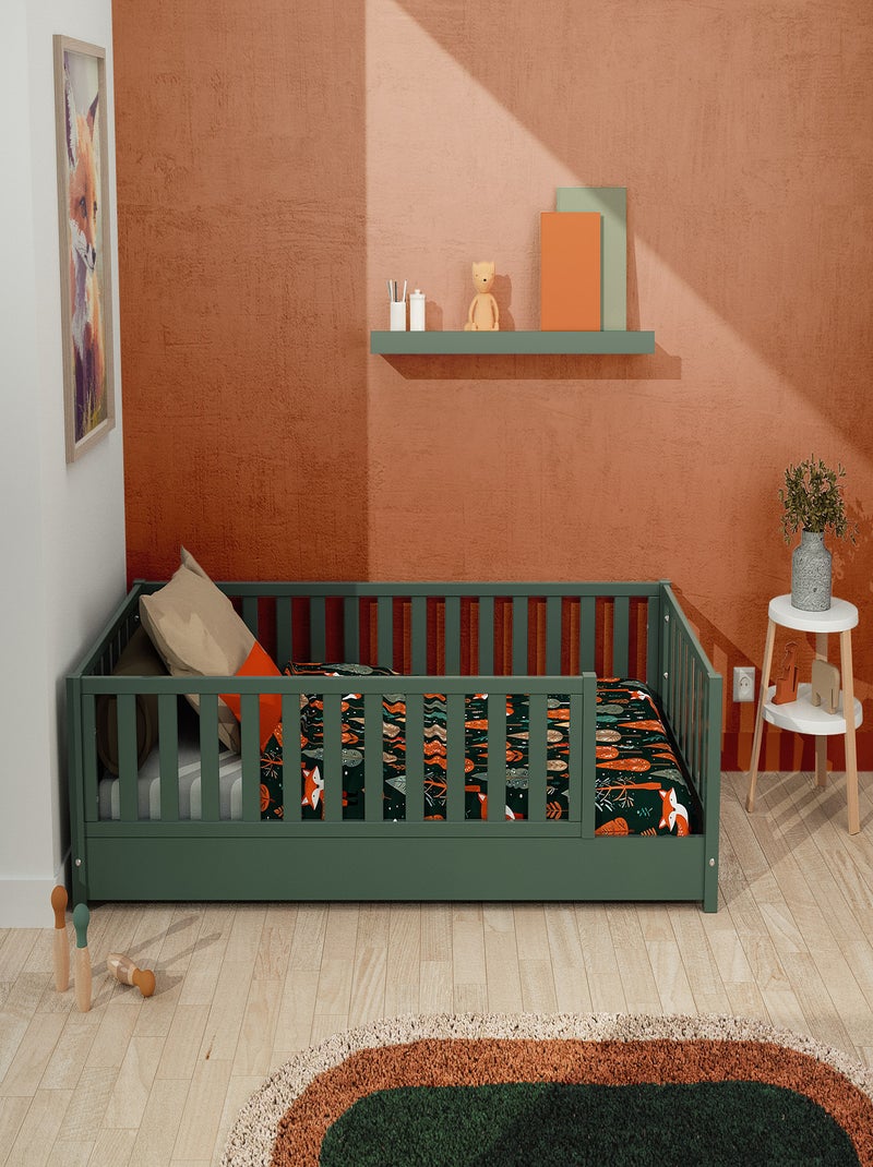 JURABABY - Lit au sol enfant en bois SONHO - 90x190 Vert - Kiabi