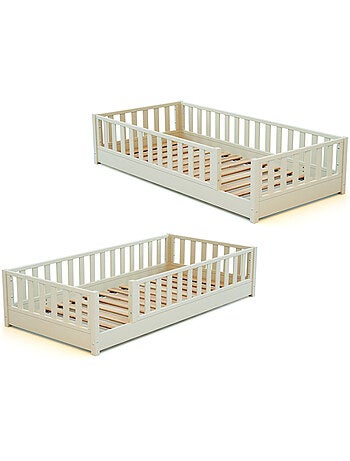 JURABABY - Lit au sol enfant en bois SONHO avec matelas - 90x190