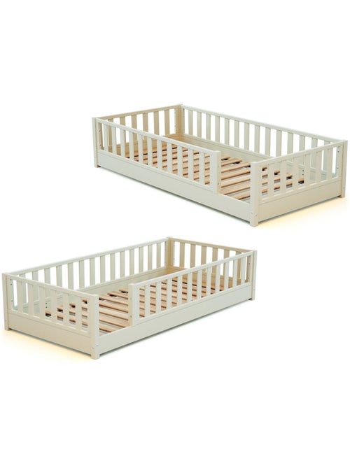 JURABABY - Lit au sol enfant en bois SONHO avec matelas - 90x190 - Kiabi