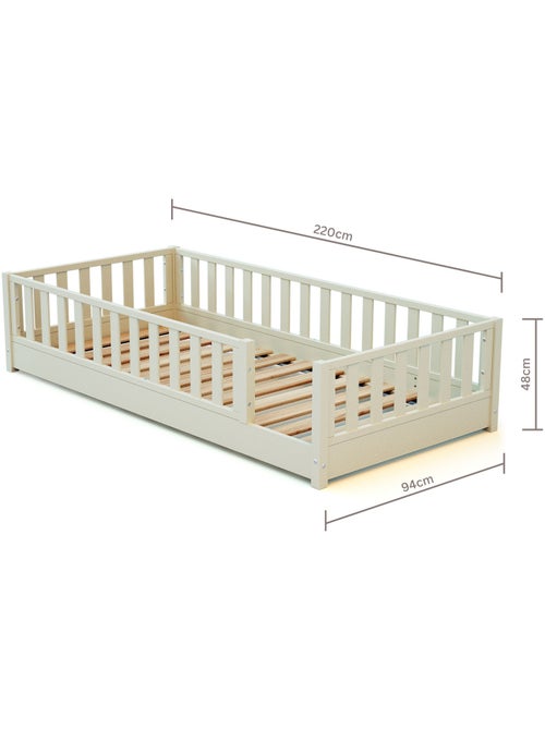JURABABY - Lit au sol enfant en bois SONHO avec matelas - 90x190 - Kiabi