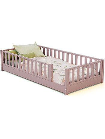 JURABABY - Lit au sol enfant en bois SONHO avec matelas - 90x190