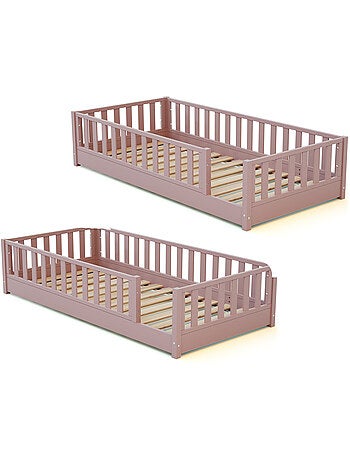 JURABABY - Lit au sol enfant en bois SONHO avec matelas - 90x190