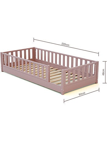 JURABABY - Lit au sol enfant en bois SONHO avec matelas - 90x190